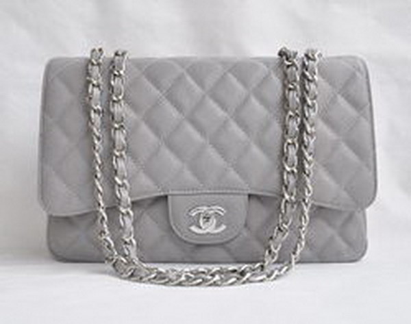 7A Replica Chanel Jumbo A28600 Gray Caviar with Silver Hardware Flap Bags